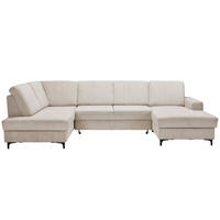 WOHNLANDSCHAFT in Cord Hellgrau  - Hellgrau/Schwarz, Konventionell, Textil/Metall (185/317/167cm) - Stylife