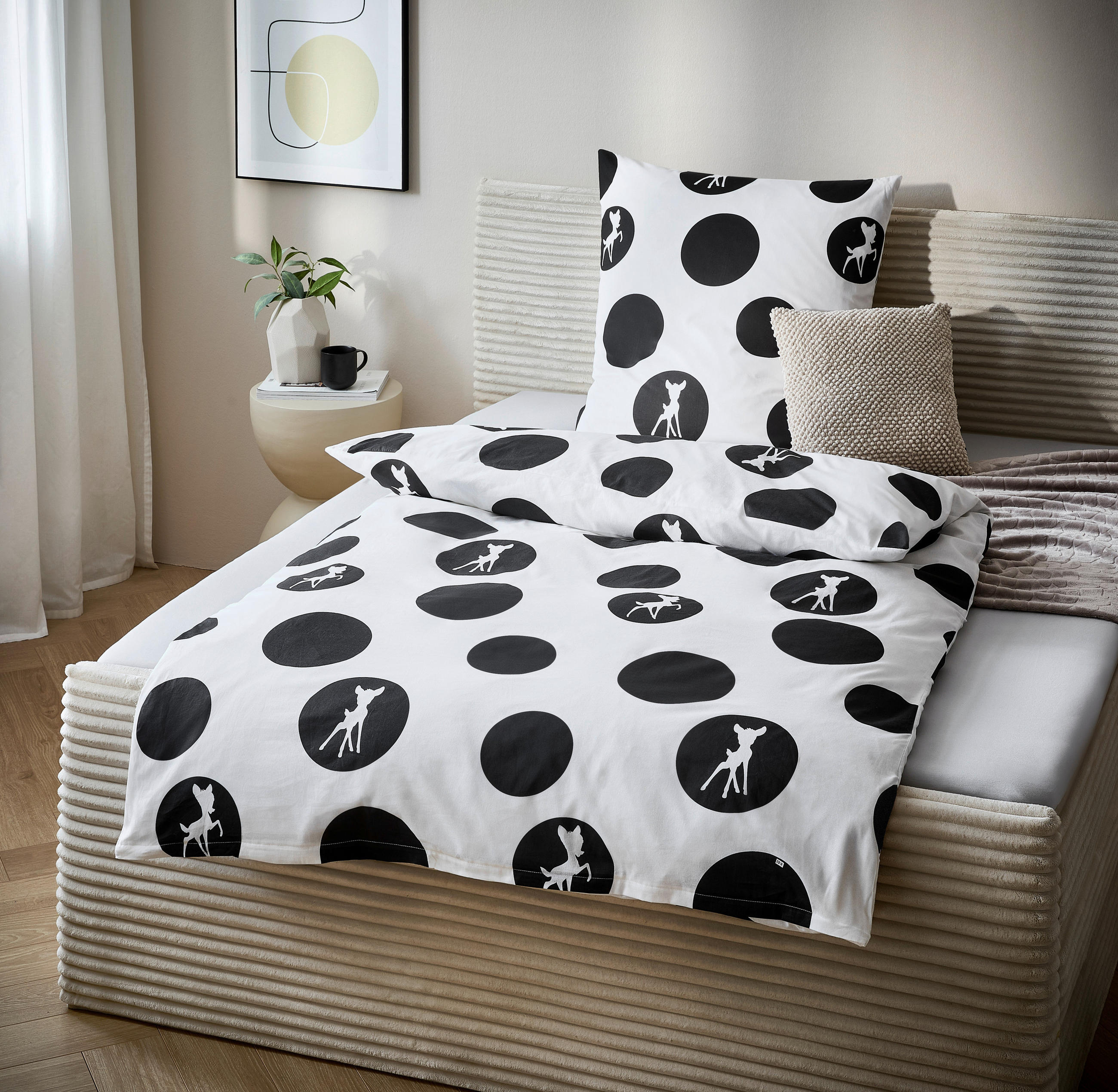 DISNEY BETTWÄSCHE BAMBI Renforcé 135/200 cm  - Schwarz/Weiß, Basics, Textil (135/200cm) - Disney