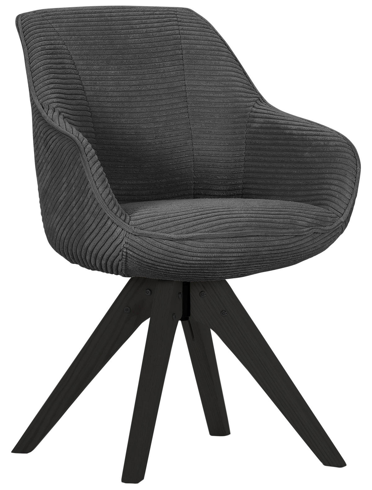 ARMLEHNSTUHL  in Cord  - Schwarz/Grau, Design, Holz/Textil (60/83/65cm) - Landscape
