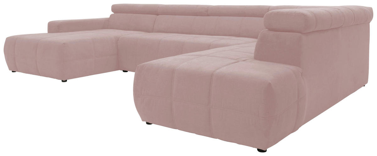 WOHNLANDSCHAFT in Mikrofaser Rosa  - Schwarz/Rosa, Design, Kunststoff/Textil (175/359/228cm) - MID.YOU