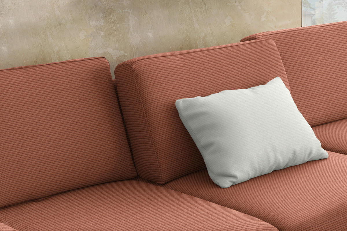ECKSOFA Cord Rostfarben  - Rostfarben/Schwarz, Design, Textil/Metall (298/185cm) - Pure Home Lifestyle