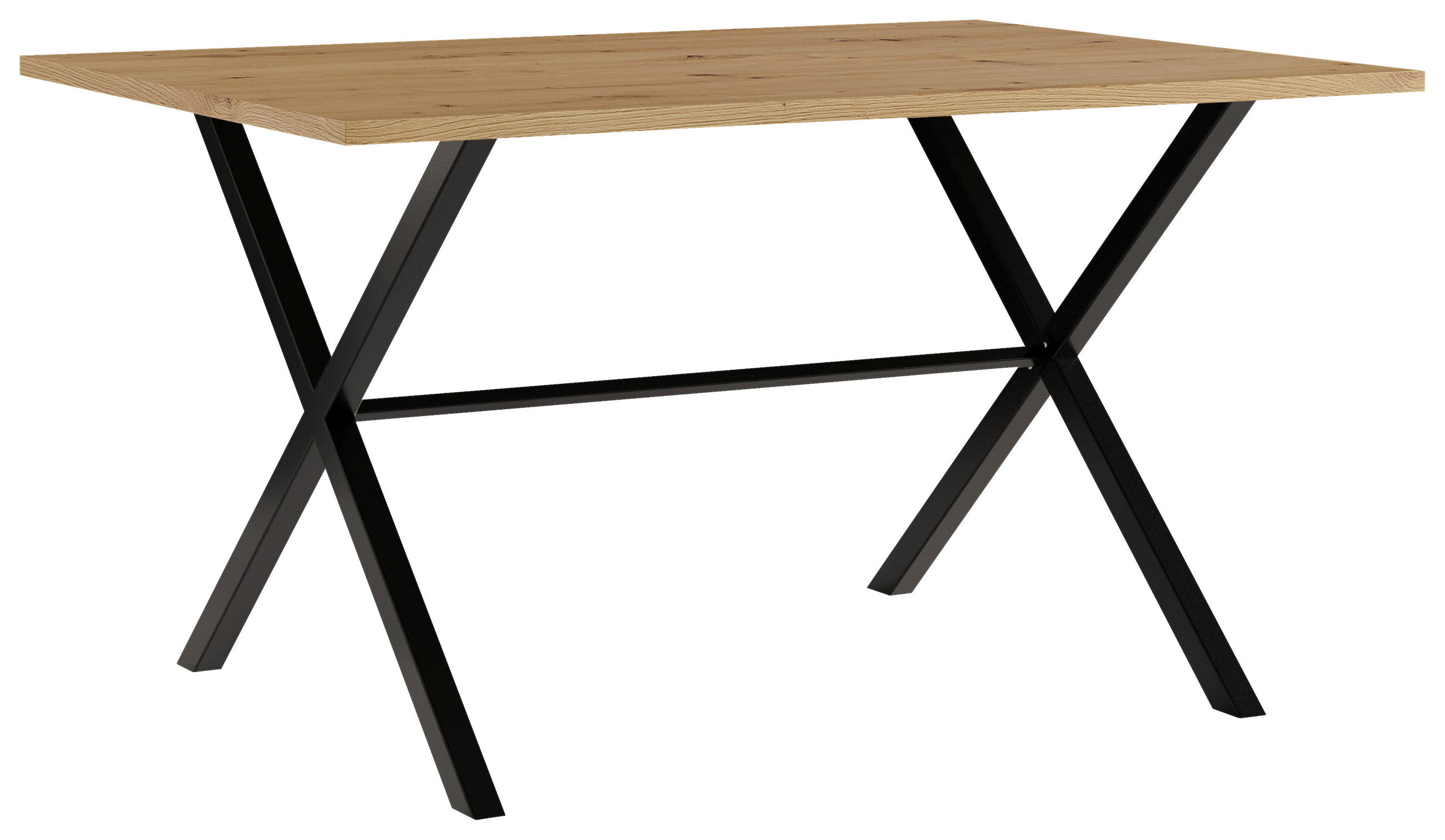 ESSTISCH Eiche Artisan rechteckig   - Schwarz/Eiche Artisan, Design, Holzwerkstoff/Metall (140/90/76cm) - Stylife