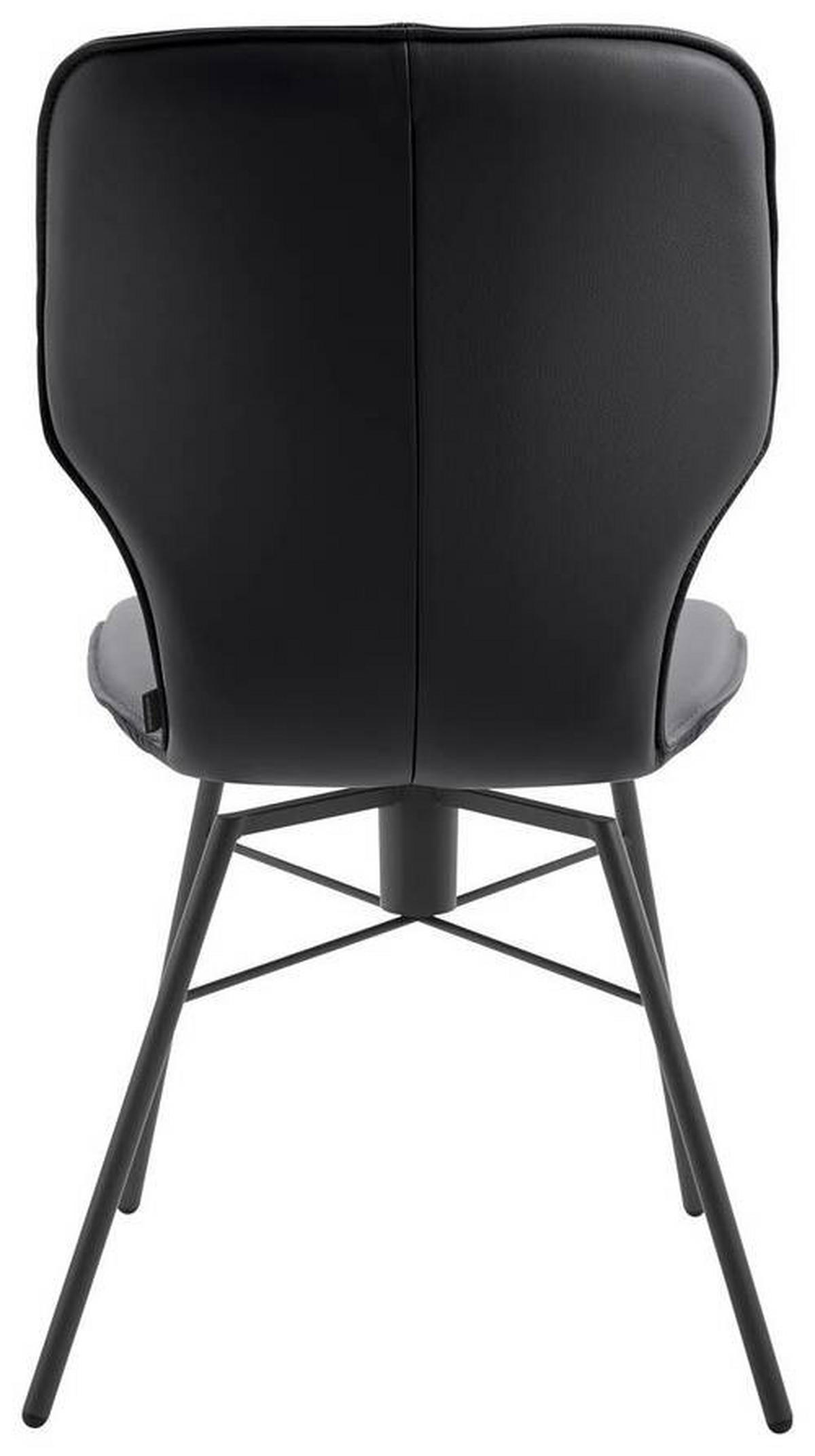STUHL Echtleder Graphitfarben  - Dunkelgrau/Graphitfarben, Design, Leder/Metall (49/95/63cm) - Musterring