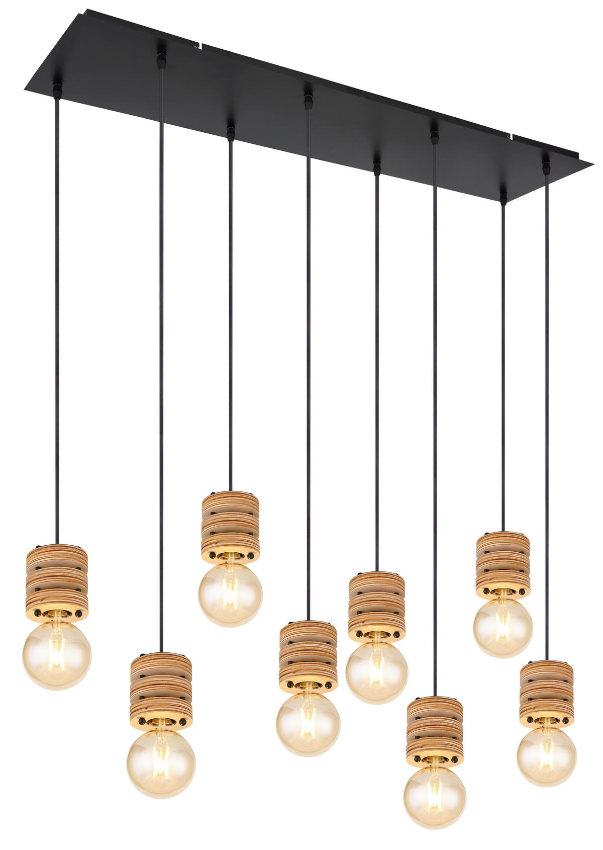 HÄNGELEUCHTE 98/24/120 cm    - Schwarz/Braun, Konventionell, Holzwerkstoff/Metall (98/24/120cm) - Globo