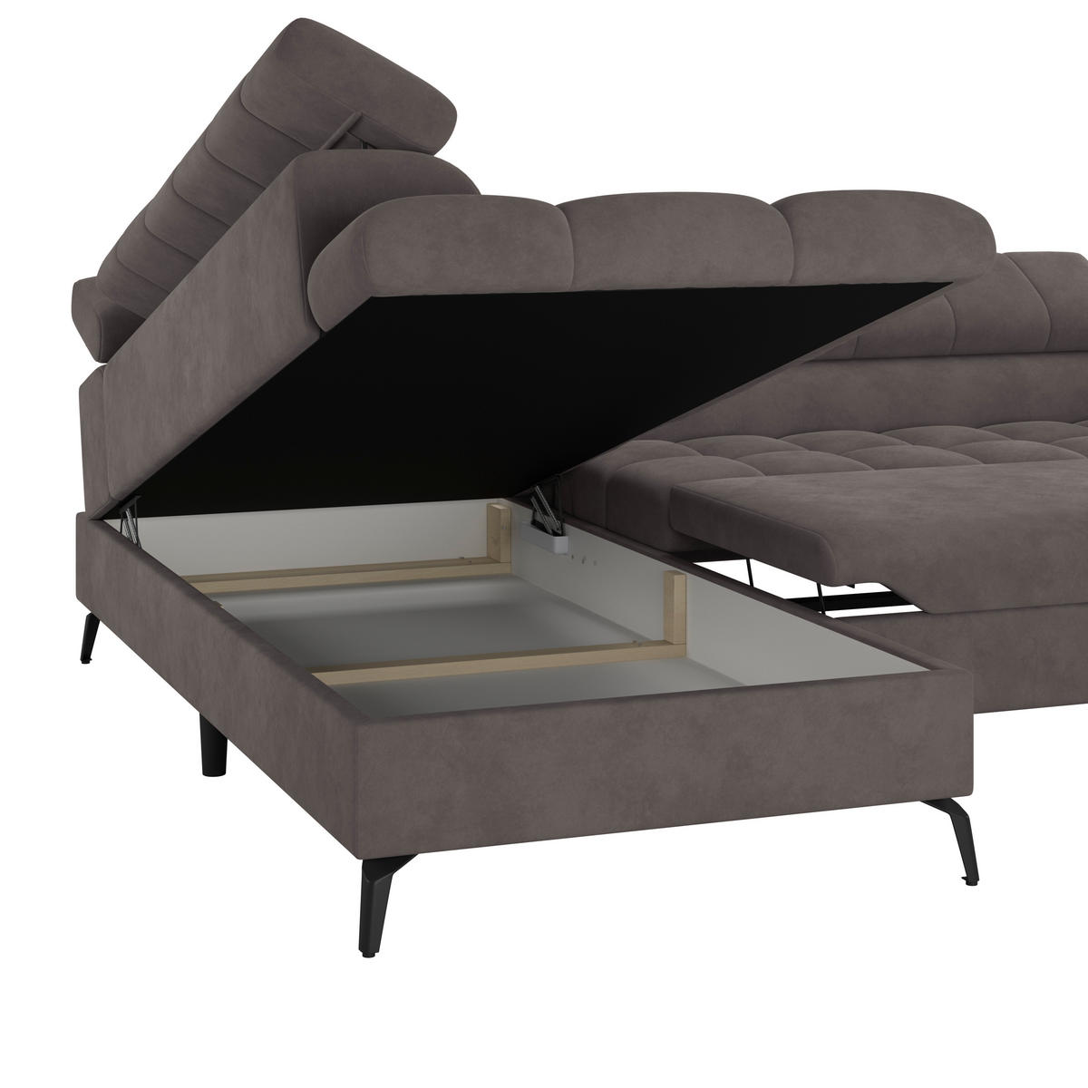 ECKSOFA in Graphitfarben  - Dunkelgrau/Schwarz, Trend, Kunststoff/Textil (203/261cm) - Livetastic