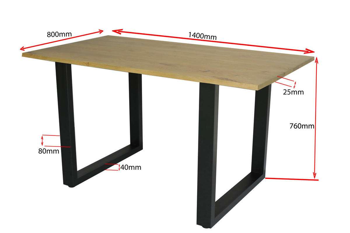 JÍDELNÍ STŮL, dub, barvy dubu, 160/76/90 cm - barvy dubu/černá, Moderní, kov/dřevo (160/76/90cm) - MID.YOU
