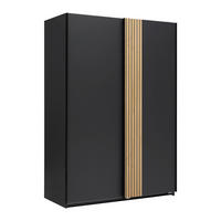 GARDEROB MED SKJUTDÖRRAR 135/198/65 cm 2-dörrar - grafitfärgad/svart, Klassisk, metall/trämaterial (135/198/65cm) - Carryhome