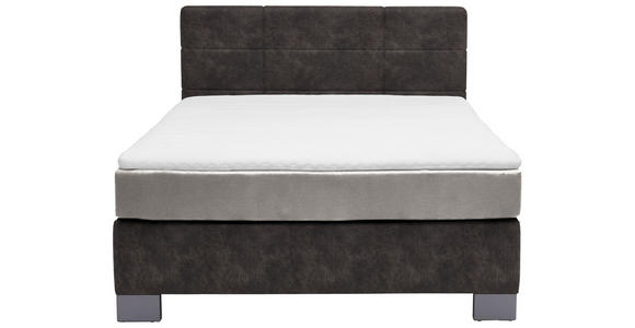 BOXSPRINGBETT 120/200 cm  in Graubraun  - Graubraun/Graphitfarben, Design, Holz/Textil (120/200cm) - Hom`in