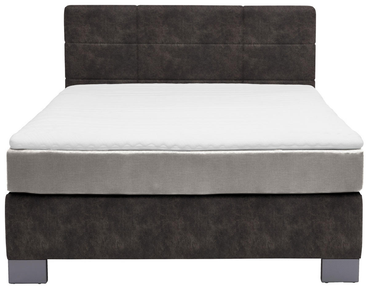 BOXSPRINGBETT 140/200 cm  in Graubraun  - Graubraun/Graphitfarben, Design, Holz/Textil (140/200cm) - Hom`in