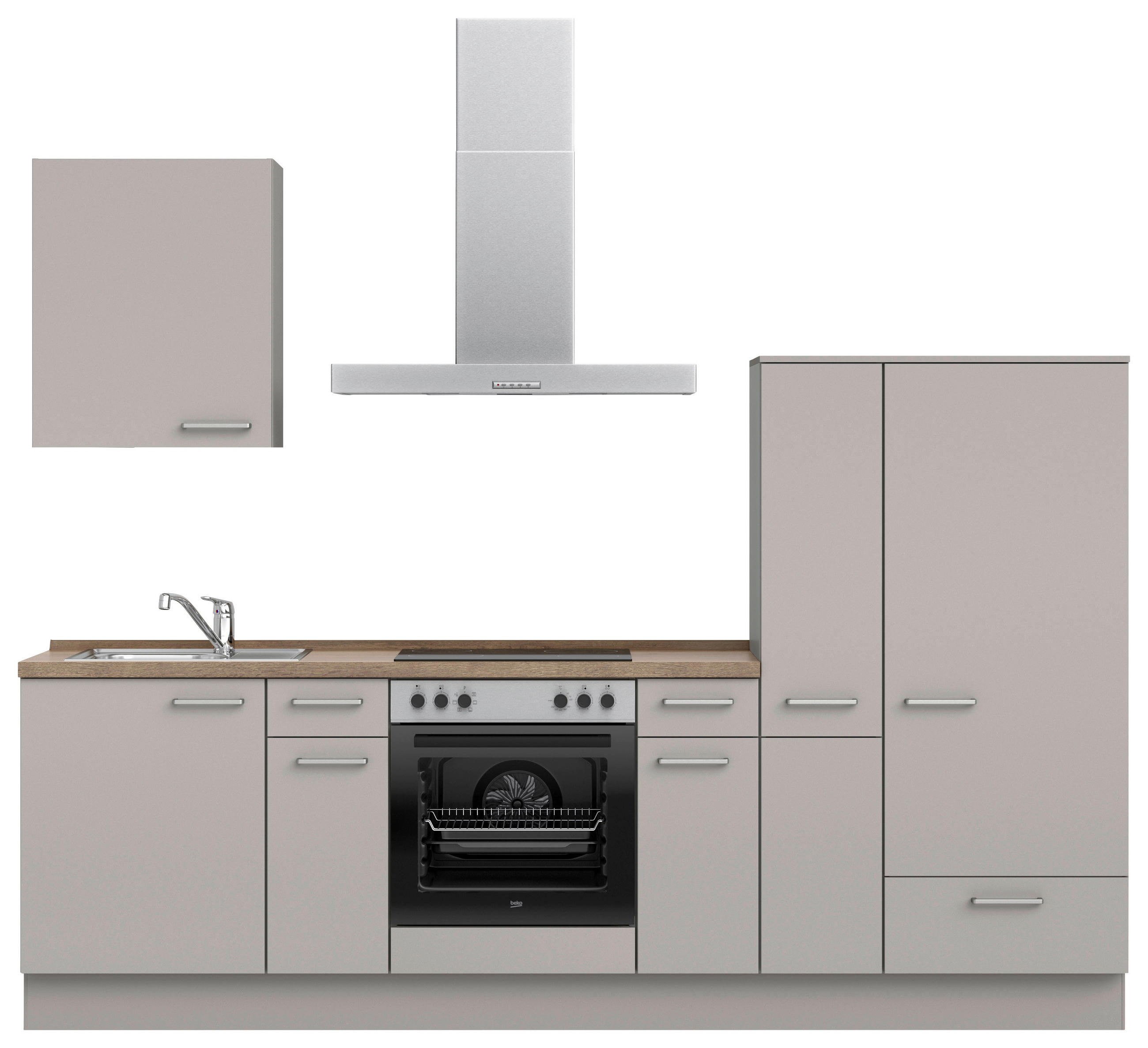 KÜCHENLEERBLOCK 270 cm   in Grau, Eiche dunkel  - Eiche dunkel/Edelstahlfarben, MODERN, Holzwerkstoff/Metall (270cm) - Nobilia