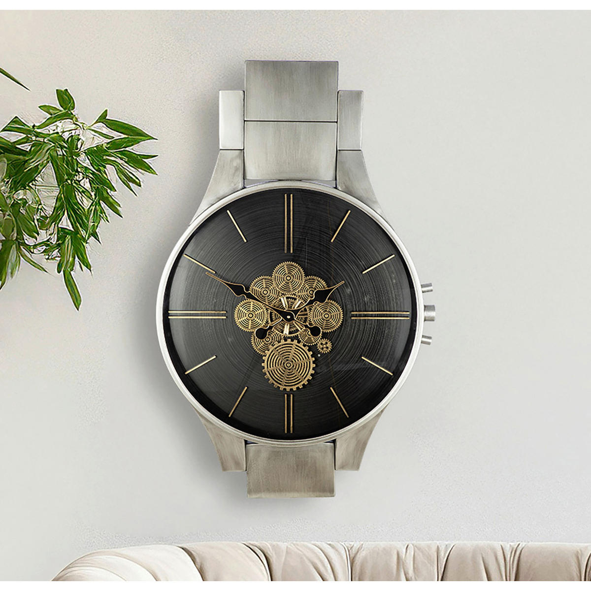 WANDUHR TIMING Schwarz, Silberfarben, Goldfarben 62,5/99.5/8.5 cm  - Silberfarben/Goldfarben, Basics, Glas/Metall (62,5/99.5/8.5cm)