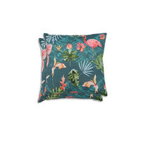ZIERKISSENSET in Blau, Grün, Rosa Flamingo 48/48 cm  - Blau/Rosa, Basics, Textil (48/48cm)