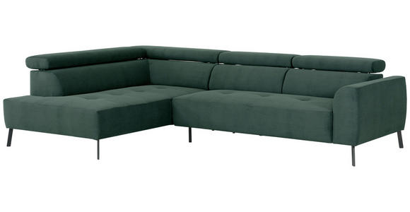 ECKSOFA Waldgrün Feincord - Waldgrün/Schwarz, Design, Textil/Metall (205/280cm) - Xora