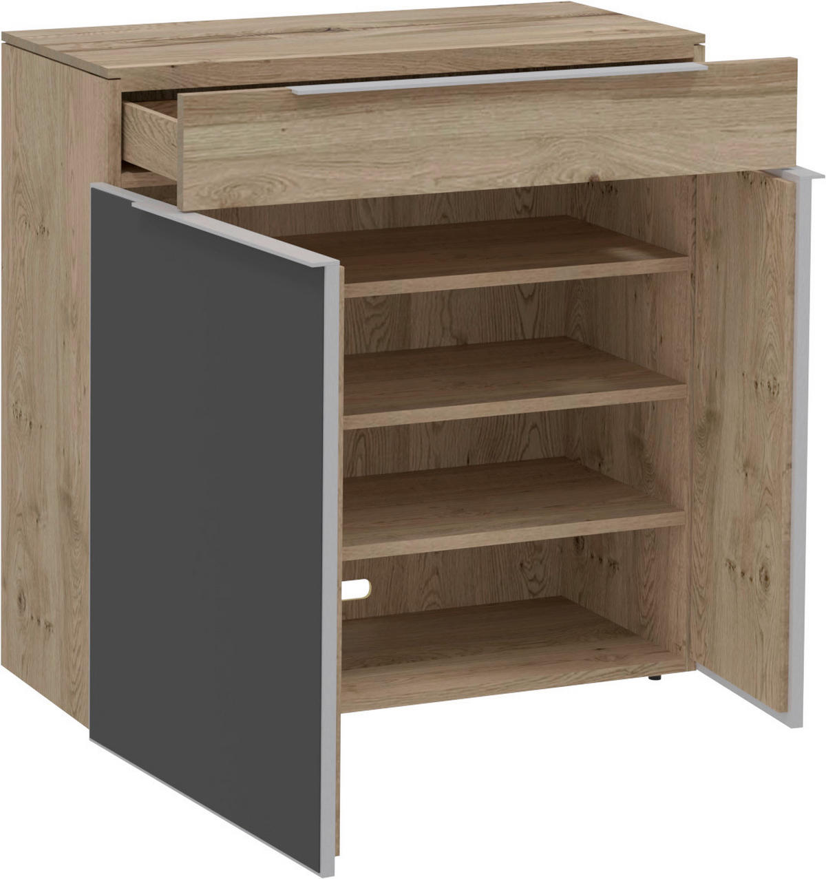 KOMMODE , 96/98/42,5 cm, 1 Schublade(n)  - Alteiche/Anthrazit, Design, Glas/Holz (96/98/42,5cm) - Voglauer