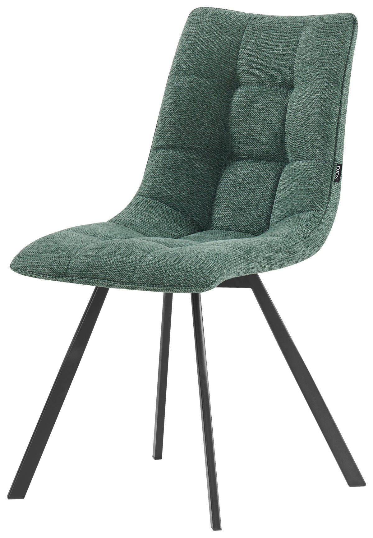 STUHL Leinenoptik Schwarz, Dunkelgrün  - Dunkelgrün/Schwarz, Design, Textil/Metall (47/86/61cm) - Xora