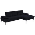 ECKSOFA in Chenille, Mikrofaser Schwarz  - Schwarz, Design, Textil/Metall (299/157cm) - Dieter Knoll