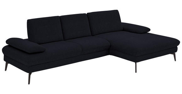 ECKSOFA in Chenille, Mikrofaser Schwarz  - Schwarz, Design, Textil/Metall (299/157cm) - Dieter Knoll