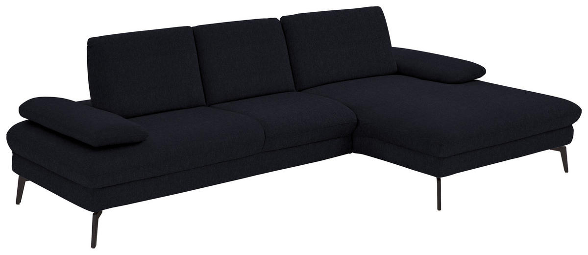 ECKSOFA in Chenille, Mikrofaser Schwarz  - Schwarz, Design, Textil/Metall (299/157cm) - Dieter Knoll