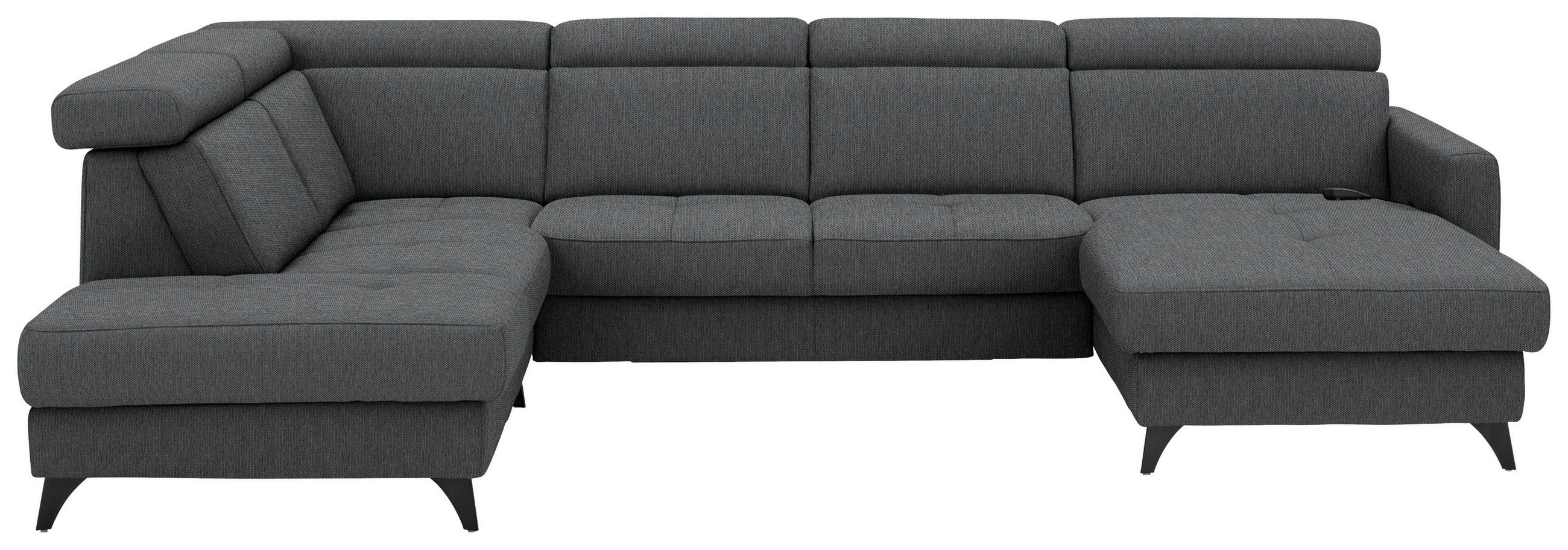 WOHNLANDSCHAFT Flachgewebe Dunkelgrau  - Dunkelgrau/Schwarz, Konventionell, Textil/Metall (215/333/174cm) - Beldomo System