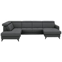 WOHNLANDSCHAFT Flachgewebe Dunkelgrau  - Dunkelgrau/Schwarz, Konventionell, Textil/Metall (215/333/174cm) - Beldomo System