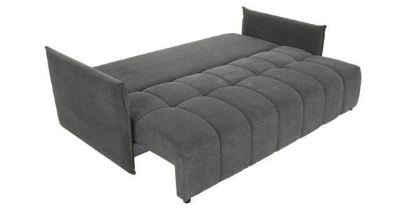SCHLAFSOFA Plüsch Grau  inkl. Zierkissen, Rückenkissen, Bettkasten, Schlaffunktion, Rücken echt, Liegefläche im Originalstoff  - Schwarz/Grau, KONVENTIONELL, Kunststoff/Textil (200/73/105cm) - Carryhome