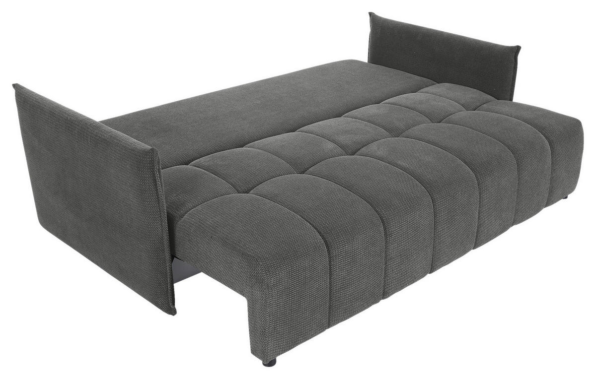 SCHLAFSOFA Plüsch Grau  inkl. Zierkissen, Rückenkissen, Bettkasten, Schlaffunktion, Rücken echt, Liegefläche im Originalstoff  - Schwarz/Grau, KONVENTIONELL, Kunststoff/Textil (200/73/105cm) - Carryhome