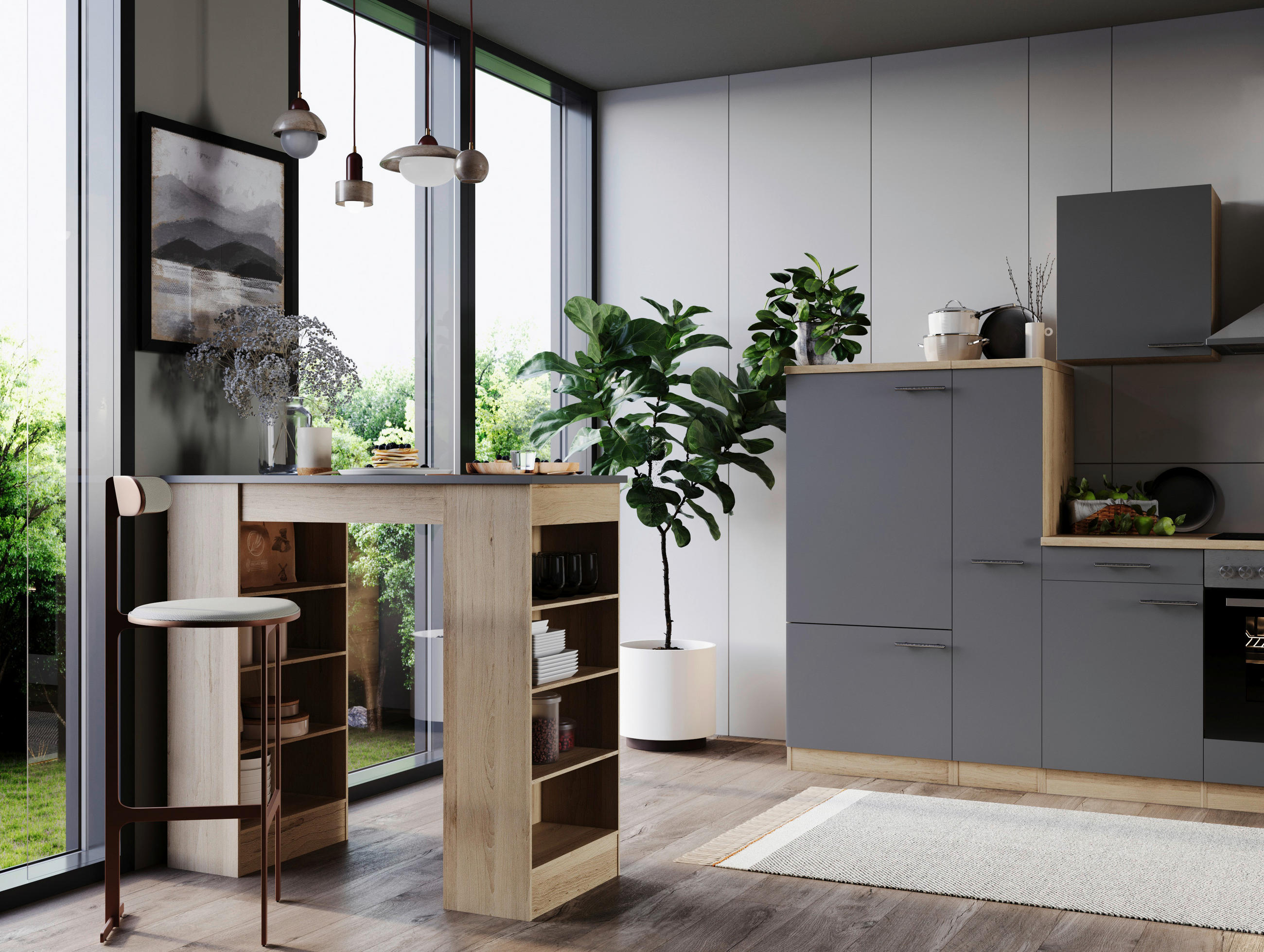 BARTISCH rechteckig Grau, Eichefarben  - Eichefarben/Grau, Design, Holzwerkstoff (103/50/115cm) - Respekta