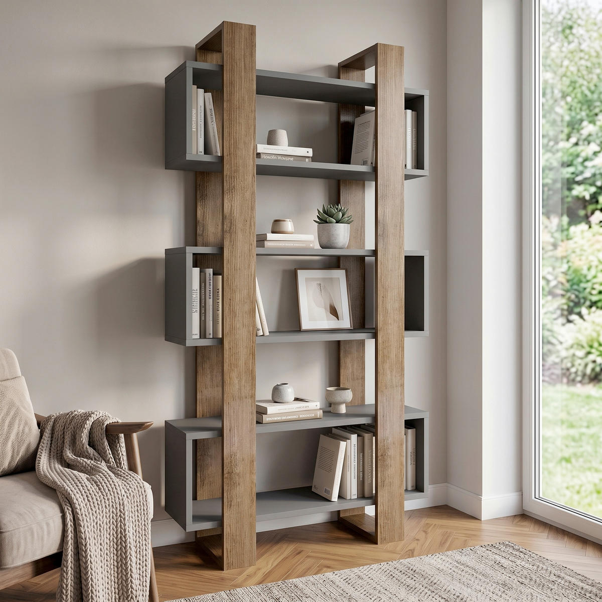 REGAL  80/160/29 cm Anthrazit, Walnussfarben  - Anthrazit/Walnussfarben, Design, Holzwerkstoff (80/160/29cm) - Livetastic