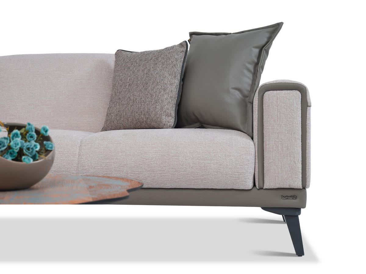 ECKSOFA in Bouclé Grau  315/256 cm  - Anthrazit/Grau, Design, Holz/Textil (315/256cm) - Livetastic