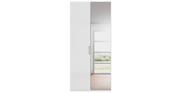 DREHTÜRENSCHRANK  in Weiß, Weiß Hochglanz  - Chromfarben/Edelstahlfarben, Basics, Glas/Holzwerkstoff (101/223/61cm) - Novel