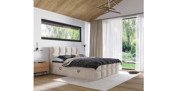 BOXBETT 180/200 cm in Beige - Beige/Schwarz, Design, Holzwerkstoff/Kunststoff (180/200cm) - Xora