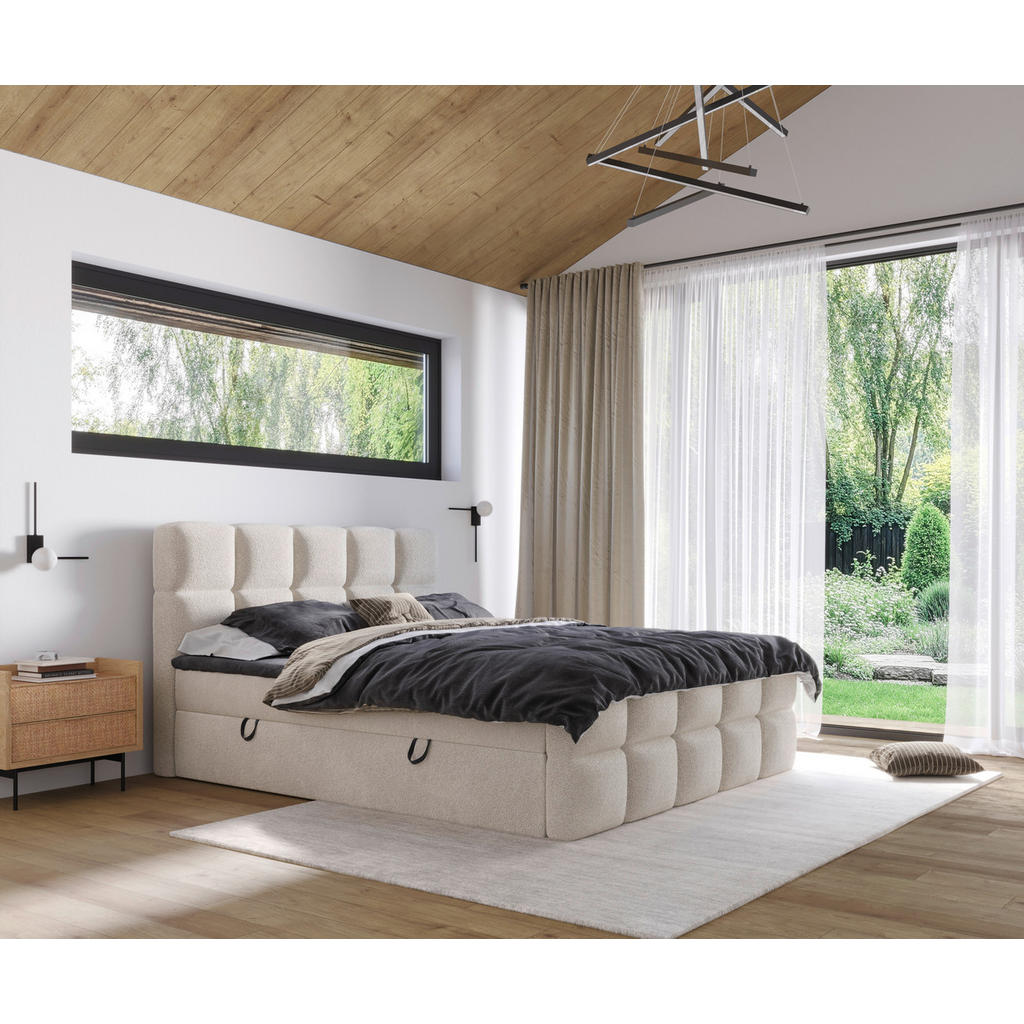 Thumbnail - Xora Boxbett, Beige, Textil, H3, Höhe ca. 20 cm, 140x200 cm, Bettkasten, Stoffauswahl, Topper durchgehend, in verschiede...
