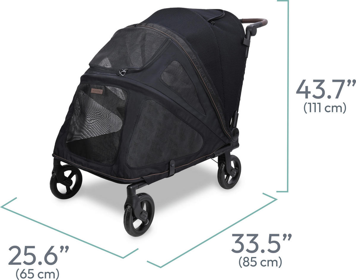 HUNDEBUGGY PFL Pet Large Premium Flat Fold Stroller  - Schwarz, Basics, Kunststoff/Textil (85/65/111cm) - WONDERFOLD
