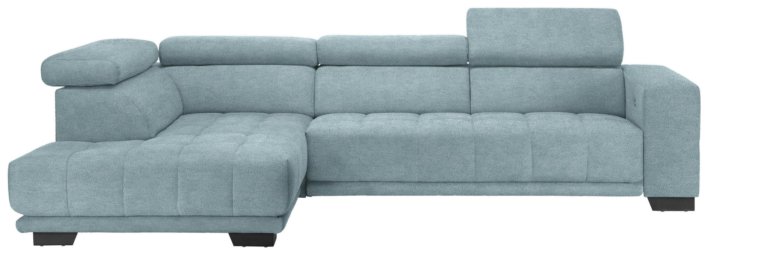ECKSOFA in Mikrofaser Hellblau  - Schwarz/Hellblau, Design, Textil/Metall (207/301cm) - Xora