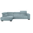 ECKSOFA in Mikrofaser Hellblau  - Schwarz/Hellblau, Design, Textil/Metall (207/301cm) - Xora