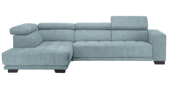 ECKSOFA in Mikrofaser Hellblau 207/301 cm - Schwarz/Hellblau, Design, Textil/Metall (207/301cm) - Xora