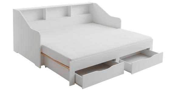 AUSZIEHBETT 90-180/200 cm in Weiß - Buchefarben/Weiß, KONVENTIONELL, Holzwerkstoff (90-180/200cm) - Carryhome
