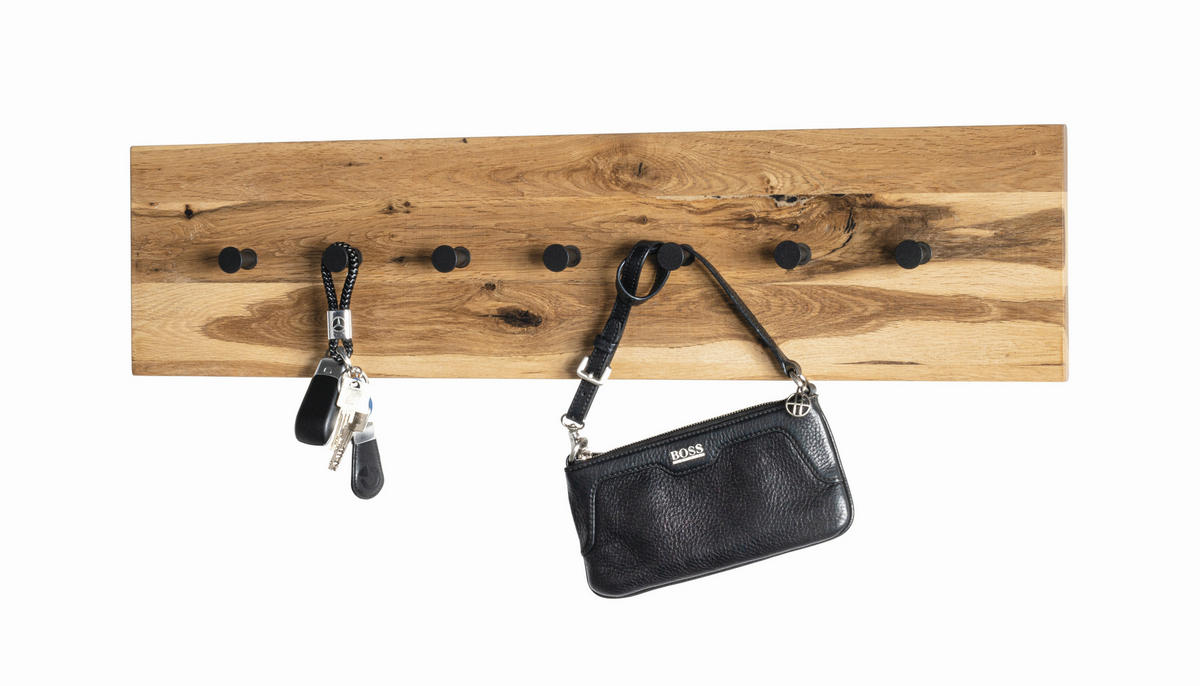 WANDGARDEROBE  in Eiche massiv Schwarz, Eichefarben  - Eichefarben/Schwarz, Basics, Holz/Metall (80/20/6cm)