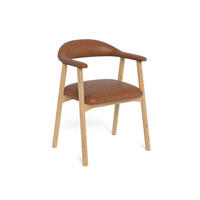 STOL MED ARMSTÖD   läderimitation  - cognacfärgad/ekfärgad, Trend, trä/plast (56/75,5/54cm) - MID.YOU