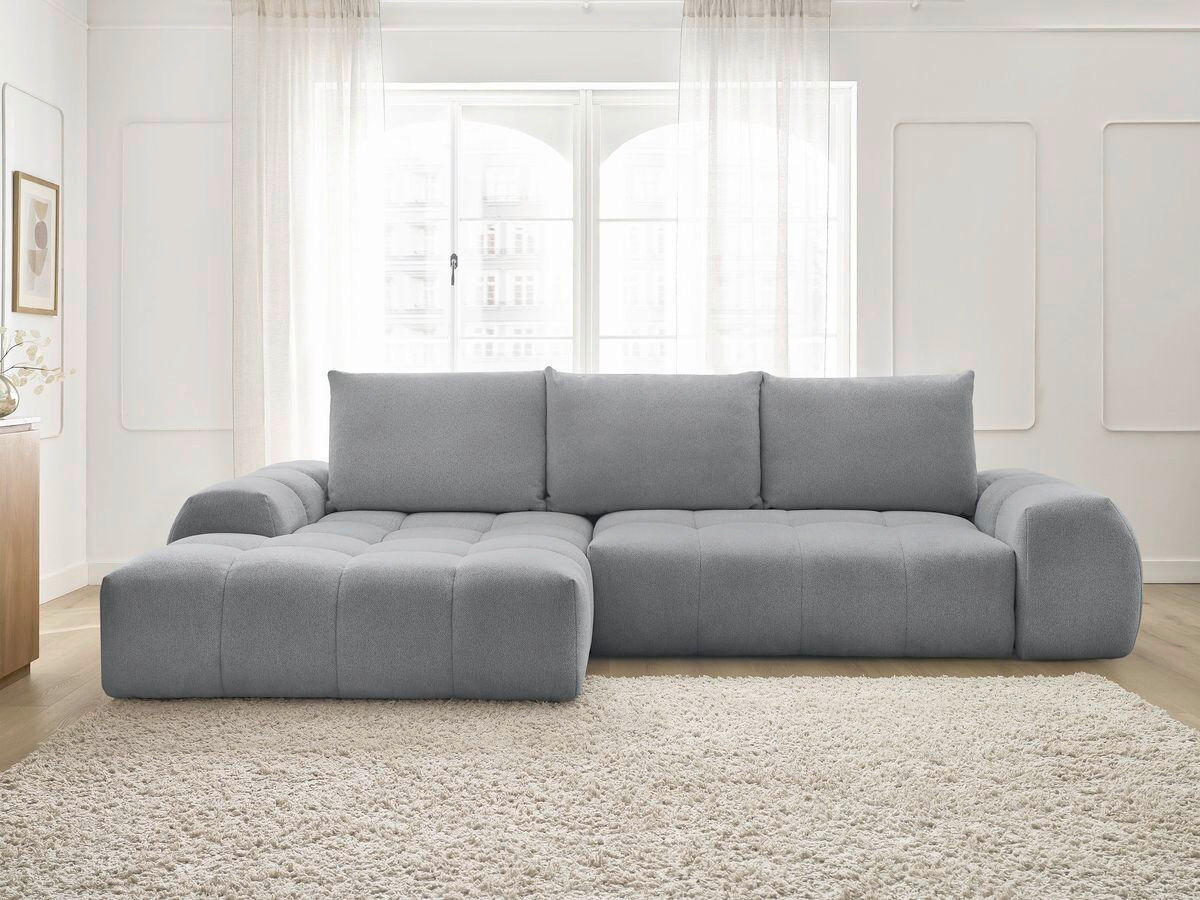 ECKSCHLAFSOFA EVEREST  mit Rücken echt, Armteil links, Armteil rechts Flachgewebe Dunkelgrau  - Dunkelgrau/Schwarz, MODERN, Kunststoff/Textil (180/318cm) - Livetastic