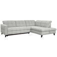ECKSOFA in Webstoff Hellgrau  297/216 cm  - Hellgrau/Schwarz, Design, Holz/Textil (297/216cm) - Xora
