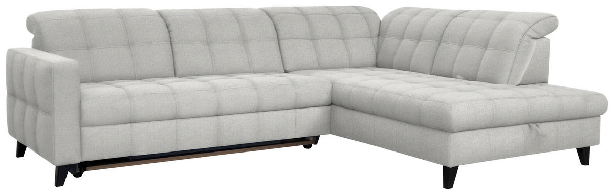 ECKSOFA in Webstoff Hellgrau  297/216 cm  - Hellgrau/Schwarz, Design, Holz/Textil (297/216cm) - Xora