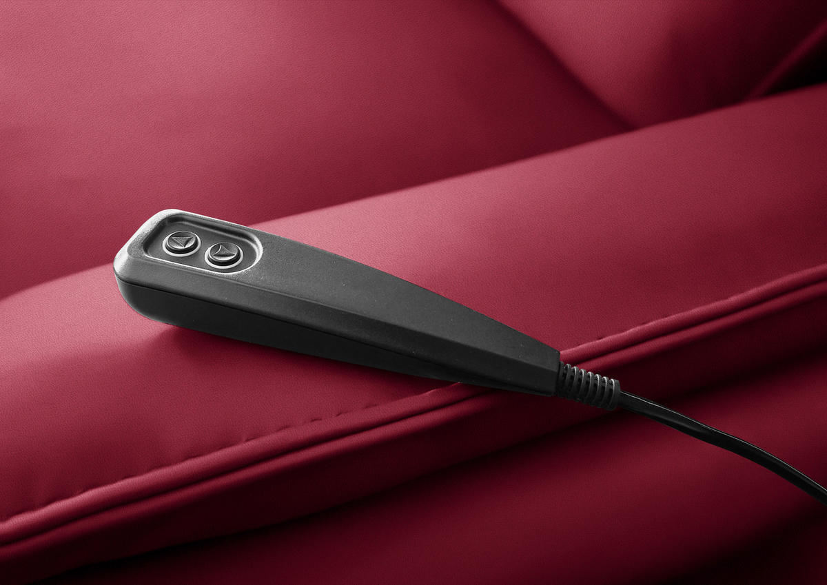 ECKSOFA in Echtleder Rot  334/172 cm  - Rot/Schwarz, Design, Leder/Metall (334/172cm) - Valdera