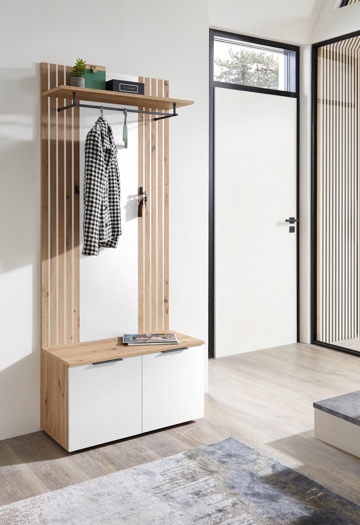 GARDEROBE  in 80/44/38 cm  - Eiche Artisan/Weiß, Design, Holzwerkstoff (80/44/38cm) - Livetastic