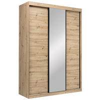 SCHIEBETÜRENSCHRANK 150/215/59,5 cm 3-türig  - Schwarz/Eiche Artisan, MODERN, Holzwerkstoff/Metall (150/215/59,5cm) - MID.YOU