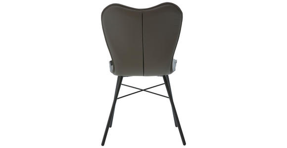 STUHL Echtleder Anthrazit, Dunkelgrau - Dunkelgrau/Anthrazit, Design, Leder/Metall (48/89/61cm) - Dieter Knoll