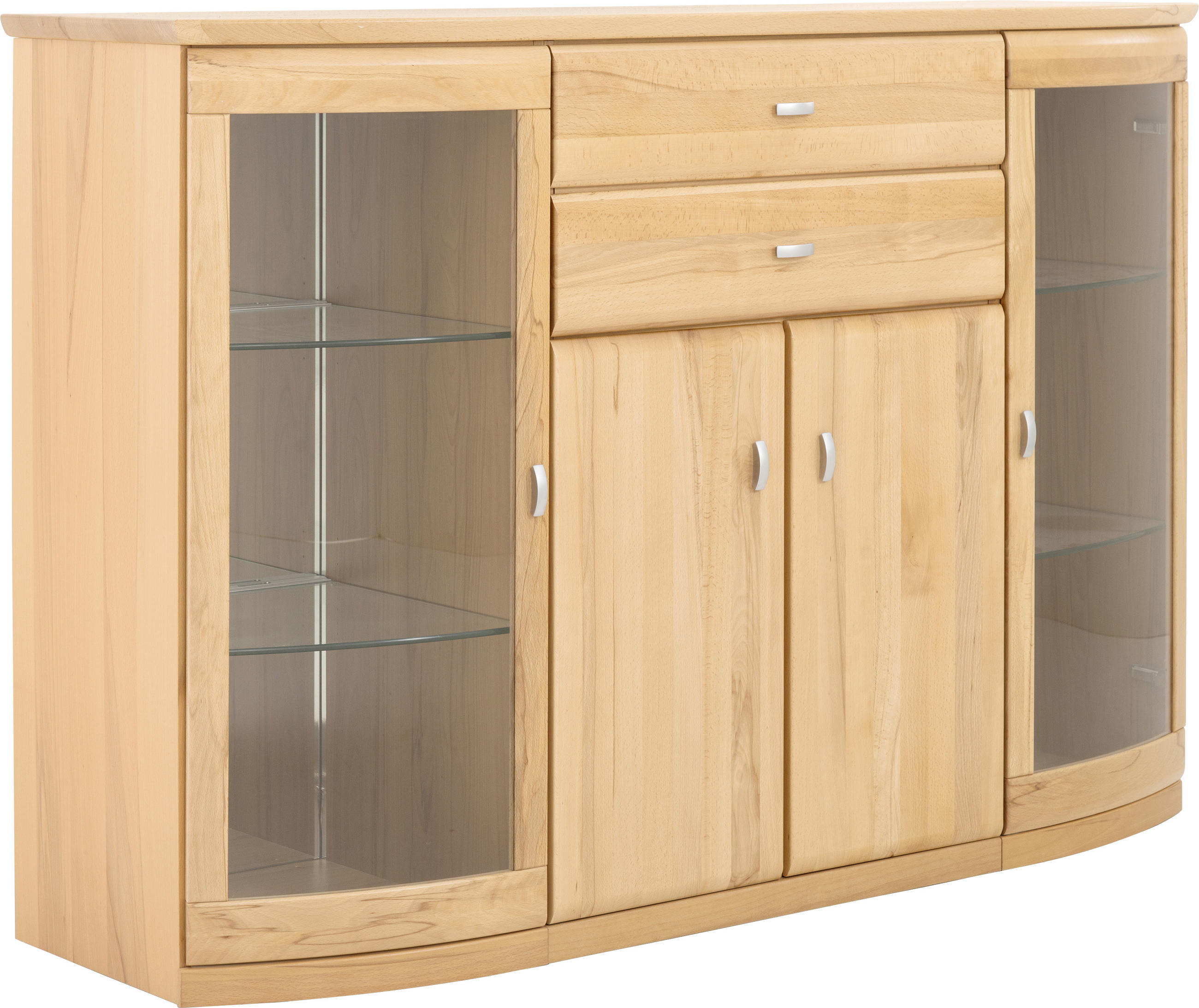 HIGHBOARD  in 165/113,1/49,7 cm  - Buchefarben/Alufarben, KONVENTIONELL, Glas/Holz (165/113,1/49,7cm) - Invivus