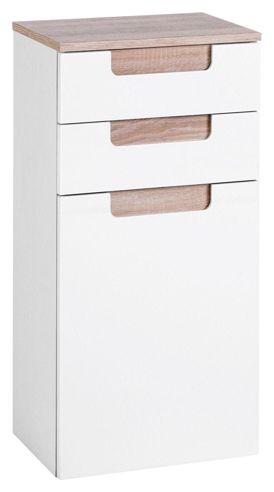 Unterschrank in Weiss/ in   - Weiss/Sonoma Eiche, Modern, Holzwerkstoff (40/79/27cm) - Held