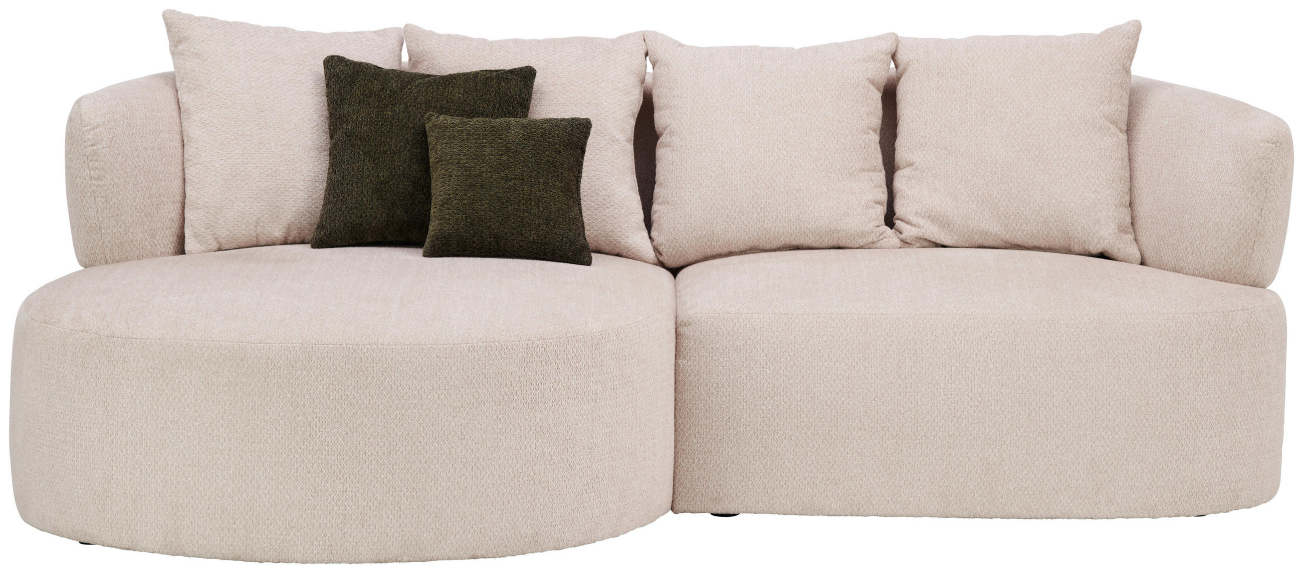 ECKSOFA Beige Chenille  - Dunkelgrün/Beige, MODERN, Kunststoff/Textil (166/235cm) - Hom`in