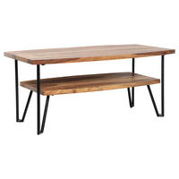 COUCHTISCH Sheesham massiv 90/50/40 cm rechteckig Braun  - Schwarz/Braun, Design, Holz/Metall (90/50/40cm) - MID.YOU
